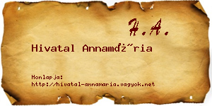 Hivatal Annamária névjegykártya