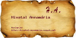 Hivatal Annamária névjegykártya